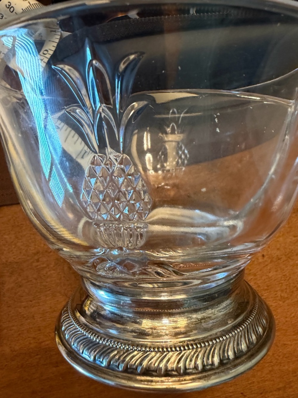 High end vintage Heavy etched glass and sterling silver candy dish - Picture 4 of 7
